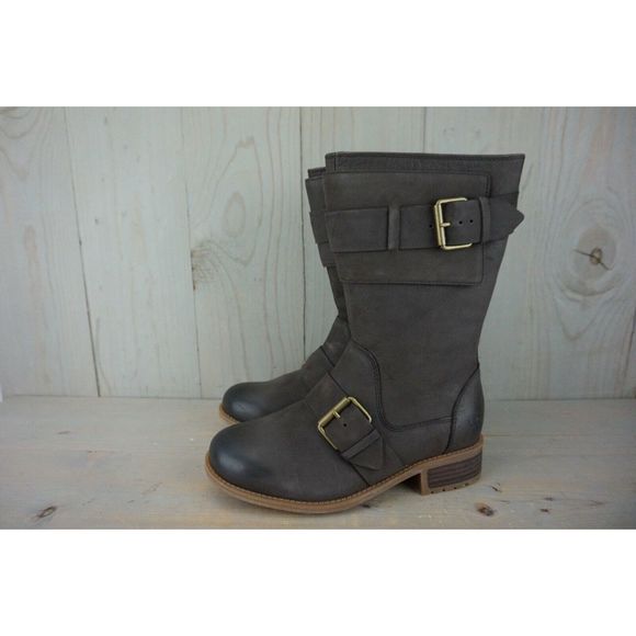 SALE! .   UGG Chancey  Leather Fur Moto Boots WOMENS 6.5 NIB - Picture 3 of 8